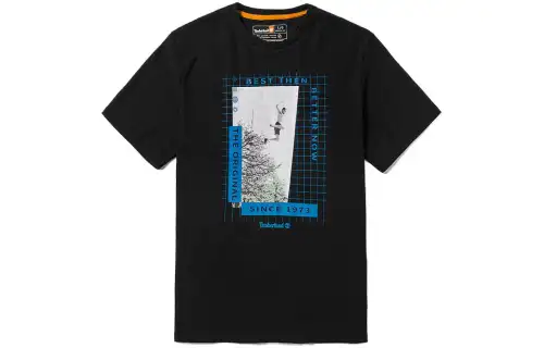 Timberland T Shirts Unisex Black Crew Neck Moderate Straight Fit