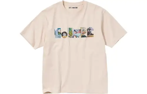 UNIQLO/X T Shirts Unisex Natural Crew Neck Moderate Straight Fit