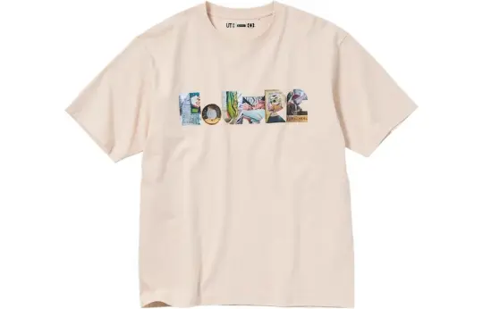UNIQLO/X T Shirts Unisex Natural Crew Neck Moderate Straight Fit