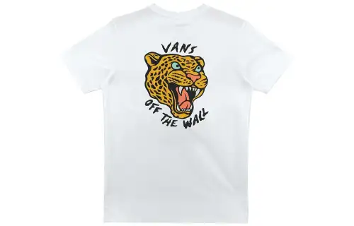 Vans Jaguar Grey T Shirts Men's White Crew Neck Moderate Straight Fit