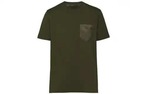 PRADA T Shirts Men's Army Green Crew Neck Moderate Straight Fit
