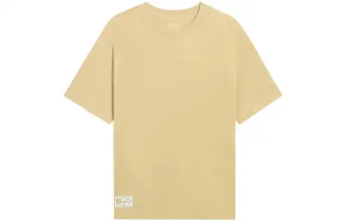 Li Ning Sports Life Collection T Shirts Men's Milk Umber Crew Neck Moderate Straight Fit