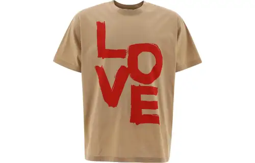 Burberry T Shirts Men's Khaki Crew Neck Moderate Straight Fit