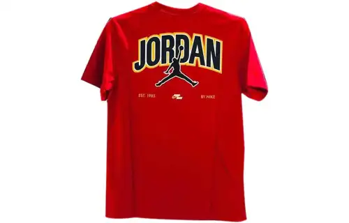 Jordan T Shirts Men's Red Crew Neck Moderate Straight Fit