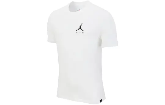 Jordan T Shirts Men's White Crew Neck Moderate Straight Fit