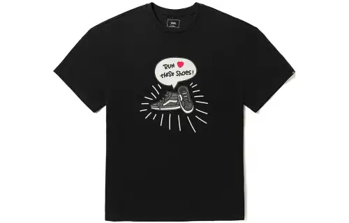 Vans T Shirts Unisex Black Crew Neck Moderate Straight Fit