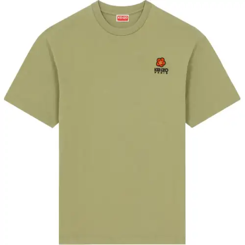 KENZO T Shirts Men's Grass Green Crew Neck Thin Straight Fit