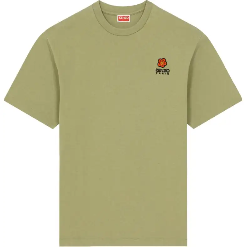 KENZO T Shirts Men's Grass Green Crew Neck Thin Straight Fit