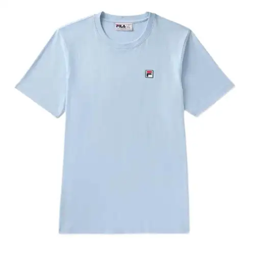 FILA T Shirts Unisex Sky Blue Crew Neck Moderate Straight Fit
