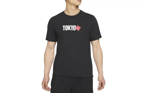 Jordan T Shirts Men's Black Crew Neck Moderate Straight Fit