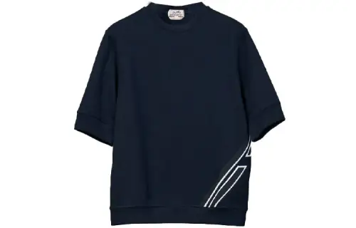 HERMES T Shirts Men's Marine Blue Crew Neck