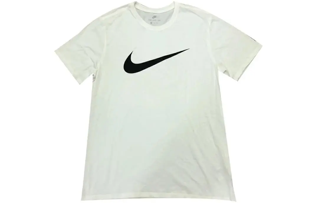 Nike T-Shirts Men's White Crew Neck Moderate Straight Fit