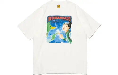 HUMAN MADE Keiko Sootome joint series solid color smart bioprint washed round neck short-sleeved T-shirt for men and women, white