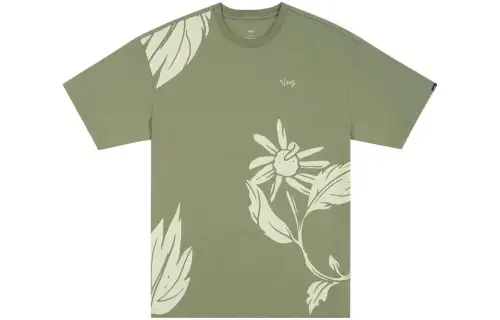 Vans T Shirts Men's Oil Green Crew Neck Moderate Straight Fit