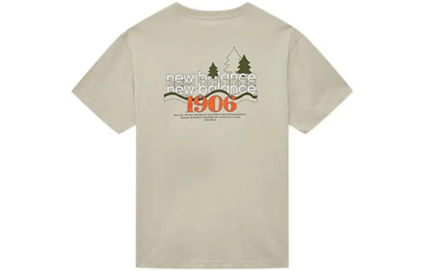 New Balance T-Shirts Men's Khaki Crew Neck Moderate Straight Fit