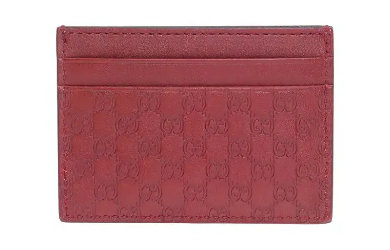 GUCCI Cow Leather Card Holder Card Holder Women's Red