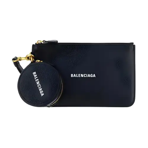 Balenciaga Logo Cow Leather Wallet Women's Black