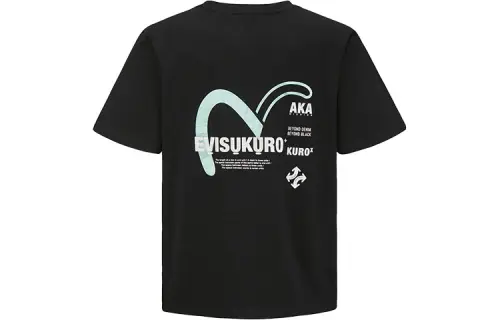 EVISU T Shirts Men's Black Crew Neck Moderate Straight Fit
