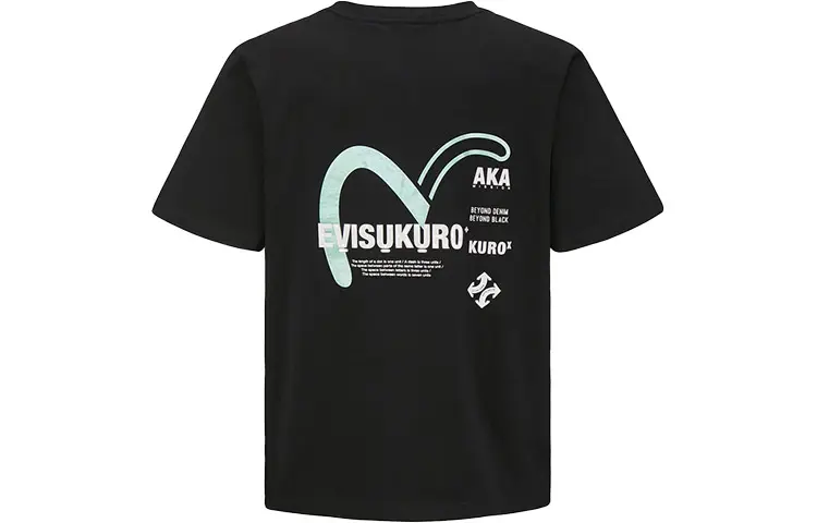 EVISU T Shirts Men's Black Crew Neck Moderate Straight Fit