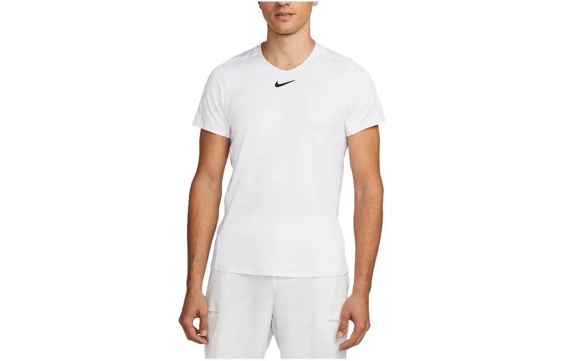 Nike T-Shirts Men's White Crew Neck Moderate Straight Fit