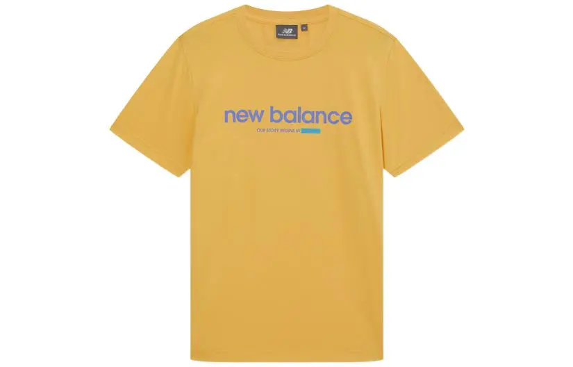 New Balance T-Shirts Unisex Yellow Crew Neck Moderate Straight Fit