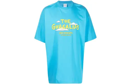 Vetements T Shirts Unisex Blue Crew Neck Moderate Straight Fit