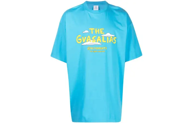 Vetements T Shirts Unisex Blue Crew Neck Moderate Straight Fit