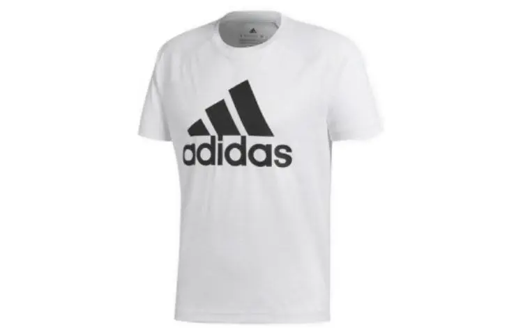Adidas T-Shirts Men's White Crew Neck Moderate Straight Fit