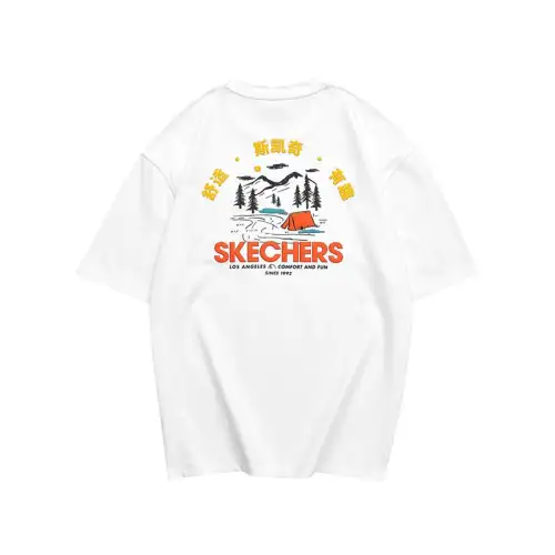 Skechers Stroll T Shirts Men's Bright White Crew Neck Moderate Straight Fit