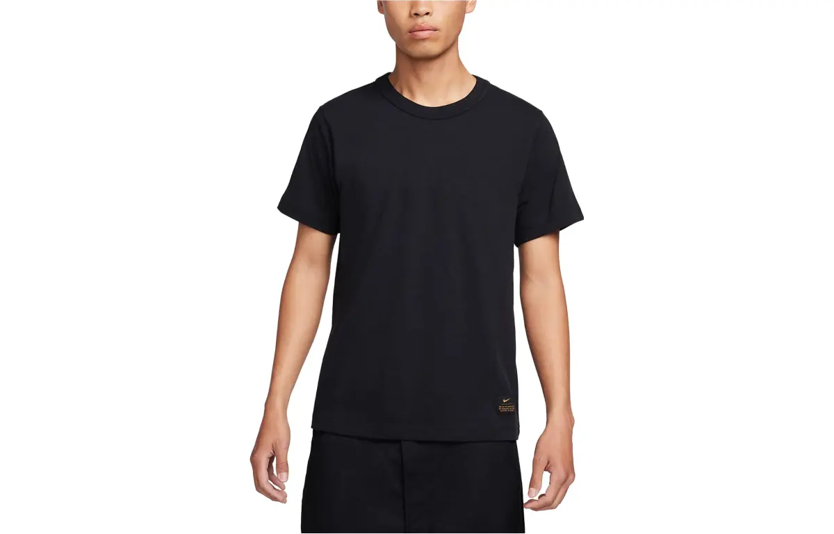Nike T-Shirts Men's Black Crew Neck Moderate Straight Fit