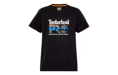 Timberland T Shirts Men's Black Crew Neck Moderate Straight Fit
