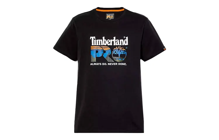 Timberland T Shirts Men's Black Crew Neck Moderate Straight Fit