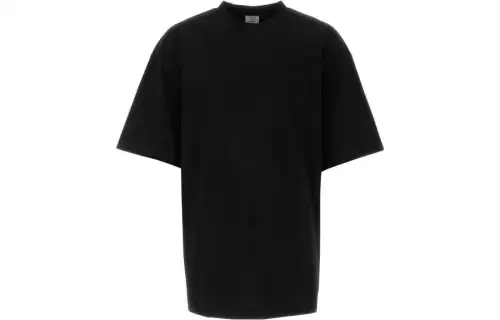 Vetements T Shirts Men's Black Crew Neck Moderate Straight Fit