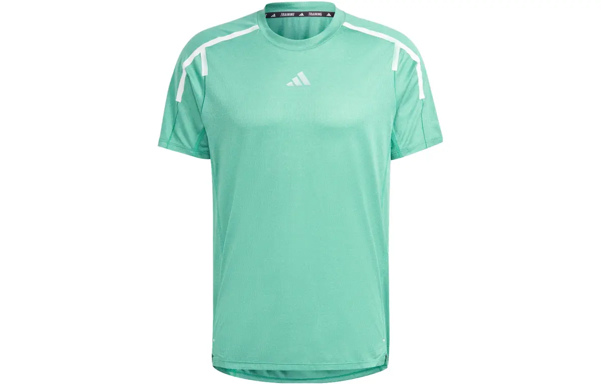 Adidas T-Shirts Men's Lawn Green Crew Neck Moderate Straight Fit