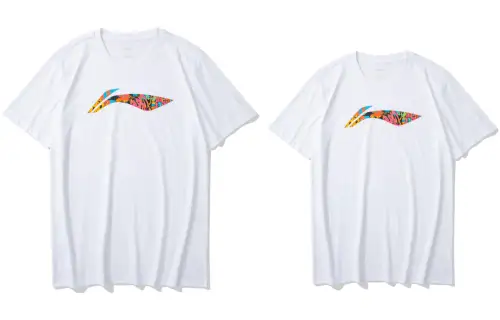 Li Ning T Shirts Unisex 2 Pack White Crew Neck Moderate Straight Fit