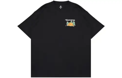 Converse T Shirts Men's Black Crew Neck Moderate Straight Fit