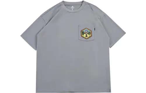 Converse T Shirts Men's Gray Crew Neck Moderate Straight Fit