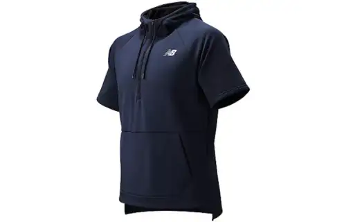 New Balance T Shirts Men's Dark Blue Hooded Moderate Straight Fit