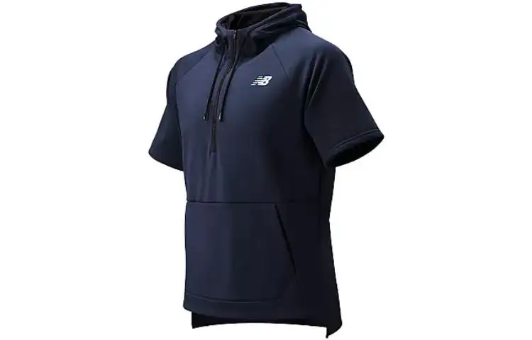 New Balance T Shirts Men's Dark Blue Hooded Moderate Straight Fit
