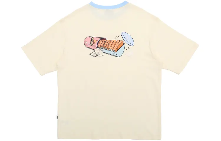 Potato chips, creamy short sleeve T-shirt with a round collar for men and women, with your logo imprint