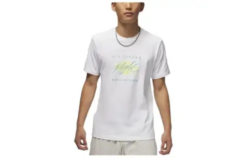 Jordan T Shirts Men's White Crew Neck Moderate Straight Fit
