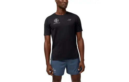 New Balance Rbc Brooklyn Half Impact T Shirts Men's Black Crew Neck Moderate Straight Fit