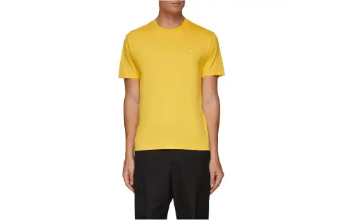 STONE ISLAND T Shirts Men's Yellow Crew Neck Moderate Straight Fit