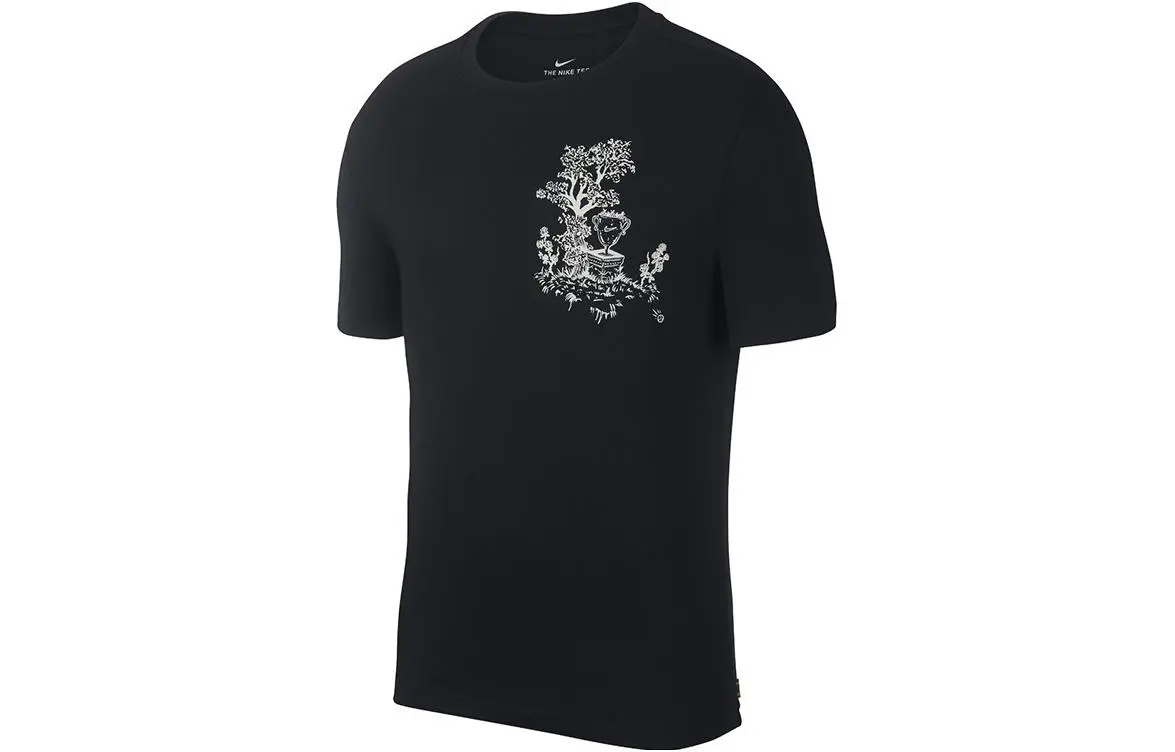 Nike T-Shirts Men's Black Crew Neck Moderate Straight Fit