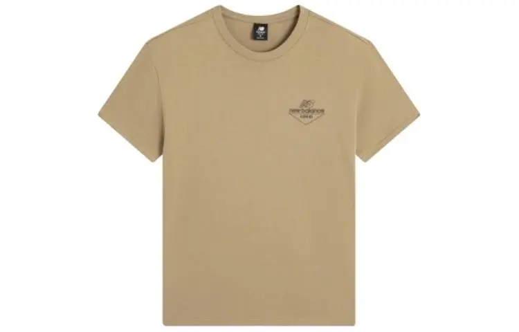 New Balance T-Shirts Men's Brown Crew Neck Moderate Straight Fit