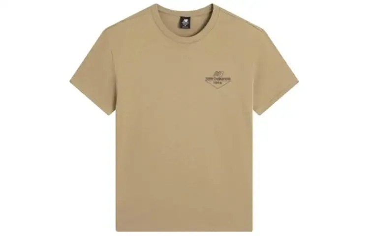 New Balance T Shirts Men's Brown Crew Neck Moderate Straight Fit