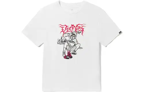 Vans T Shirts Unisex White Crew Neck Moderate Straight Fit