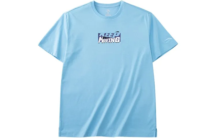 ANTA T Shirts Unisex Blue Crew Neck Moderate Straight Fit
