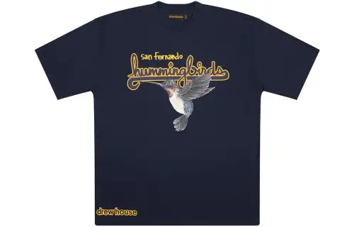 Drew house T Shirts Unisex Marine Blue Crew Neck Moderate Straight Fit