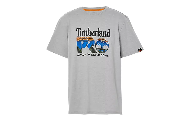 Timberland T Shirts Men's Light Gray Crew Neck Moderate Straight Fit